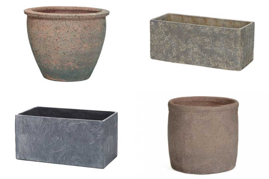 Stone garden plant pots by Apta